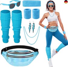 Heyu-Lotus 80er Jahre Outfit Damen, 90er Jahre Kostüm Kleidung Accessoires mit 