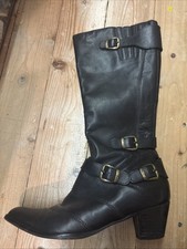 Damen Stiefel Schwarz Leder