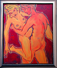 Felix Pfefferkorn *1945: Lovely Lovers Liebespaar 80 x 70 cm Acryl 1978 Erotik