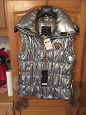 Nickelson Weste Jacke Damen M/L NEU Original Silber Fell Bommel hochwertig 