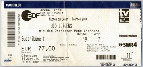 Udo jürgens ticket 2014 tour - 2014,