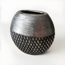 Vase Grau Silber Dekovase Blumenvase Rund 15cm