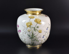 Krautheim Porzellan Vase Wiesengrund und Bergeshöh'n Blumendekor bauchige Form