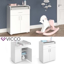 Wickeltisch Wickelkommode Wickelschrank Lena Weiß Wickelaufsatz Schublade Vicco