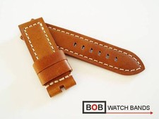 BOB 24/24mm VINTAGE NATURBRAUN JUCHTENLEDERUHRBAND Kompatibel mit Panerai u ähnl