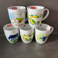 5 x Buko Tasse Becher Kaffeetasse Henkelbecher Rastal Blumen Kuh Kühe Motivtasse