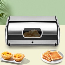 Edelstahl Roll Up Deckel Brotkasten Brot Beh?lter Aufbewahrung Mit Fenster