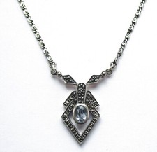 Collier Kette Aquamarin farbig