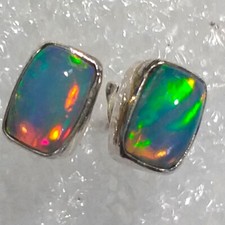 RAR Welo Opal ECHTER NATUR Kristallopal Ohrstecker Ohrringe 925 Silber TOP 7x5mm