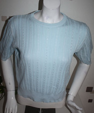Strick T-Shirt /Pulli hell blau Gr S "Up2 Fashion" Lochmuster