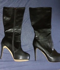 Stiefel Gr 46 High Heels Plateau Stiletto Absatz  Schwarz  NEU
