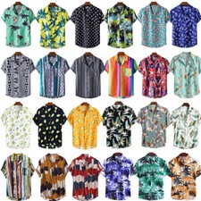 Herren Hawaii Blumen Kurz Hemd