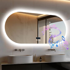 80x50/120x60cm Oval Bluetooth Badspiegel mit Beleuchtung Antibeschlag Dimmbar DE