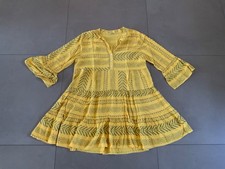 Markenlose Tunika gelb/grün weiter Schnitt 3/4 Trompetenärmel