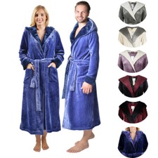 Herren Warm Bademantel mit Kapuze Morgenmantel Lang Flauschig Hausmantel Damen