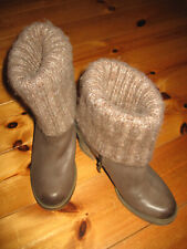 Tamaris Stiefel Gr.39 w.NEU Leder braun Gummisohle Schuhe Strick 8 cm Absatz