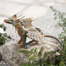 Figur Drache Metall Skulptur Garten Figur 38 cm groß  landhauswelt