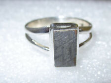 RARITÄT RING Gr17,5 echter GIBEON METEORIT 925 Sterling Silber 12x7mm