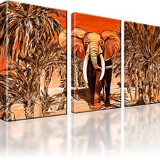 Afrika Elefant Tiere Bild 3 Teilig Bilder Gerahmt Wandbild Kunstdruck