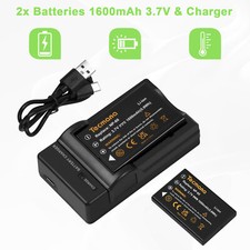 2Pcs Akkus + Ladegerät für Fuji NP-60 Olympus Li-20B Casio NP-30 Medion MD85146