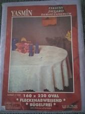 Fleckenabweisende Jasmin Damast-Jacqard Tischdecke 160x220 oval