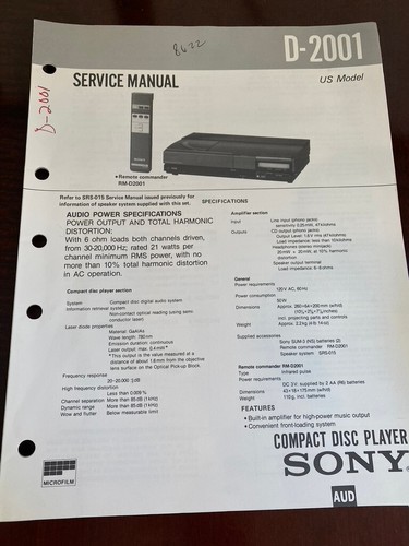 Official sony 2001 - sony, d2001