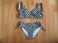 Bikini Set Bademode kariert schwarz weiß schachbrett Gr. S 32-34-36 Neu