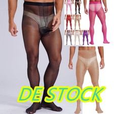 DE Herren Strumpfhose Glänzend Mit Beutel/ Penishülle Männer Hosen Tight Club