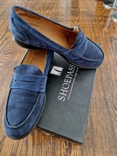 SHOE PASSION Slipper Mokassin 38,5 6 Blau Leder Rahmengenäht Handgefertigt Prada
