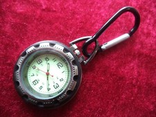 Anhängeuhr silber-schwarz mit Karabiner " NEU + OVP Camping Rucksack Handtasche