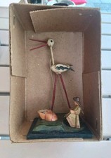 Altes Holzspielzeug Skulptur Erzgebirge? Geburt Kind Storch Originalverpackung