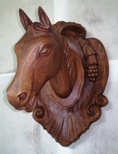 Pferdekopf Wandskulptur geschnitzt, älter