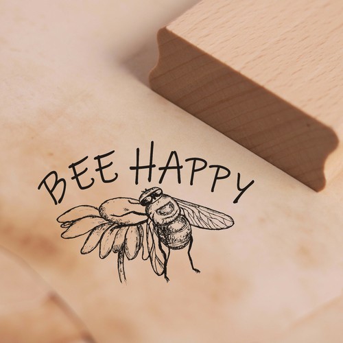 Stempel bee happy biene - bee, blume