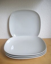 4x Ikea 365+ Susan Pryke Teller Speiseteller flach eckig weiß  25 x 25 cm