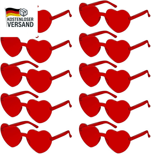 10x herz partybrille - 10x,
