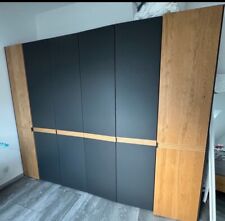 Hülsta Kleiderschrank Matt Schwarz Glas und Echtholz