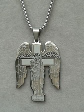 Erzengel Raphael Anhänger Mit Kette Edelstahl Silber Engel Sankt Heiliger Schutz