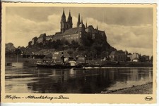 AK Meißen, Elbe Seitenrad Schleppdampfer KOLIN und Albrechtsburg mit Dom ca 1930