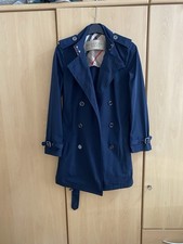 Burberry Brit Navy Trench Coat Women S-M Nova Check Lining
