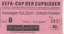 Ticket EC 06.09.88 Grasshopper Zürich - Eintracht Frankfurt Deutschland Schweiz