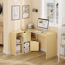 Schreibtisch L-Form Bürotisch Ecktisch Computertisch mit Regal Stauraum Eiche