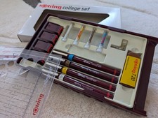 rOtring Rapidograph College Set 4'er Tuschefüller Set mit Pen Station, gereinigt