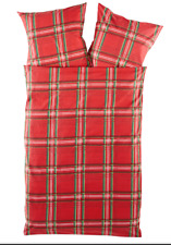 WEBSCHATZ Biber Bettwäsche 2tlg Baumwolle rot-karriert Bettdecke Kopfkissen NEU