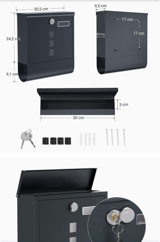 Songmics briefkasten mit - briefkasten,
