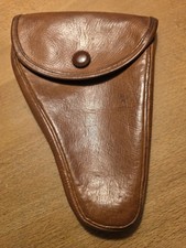 Pistolenhalfter mit Gürtelschlaufe, Leder Holster L:17cm braun Druckknopf