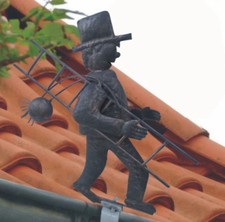 Dachrinnenfigur Schornsteinfeger Dachfigur Zierfigur Dachschmuck Kaminfeger NEU