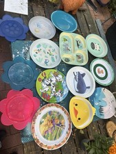 Buntes Kindergeschirr-Set – 14 Teller + Becher & Besteck