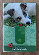 Geburtstagskarte inkl. Briefumschlag mit Magnet-Lesezeichen Faltkarte Hund Glück