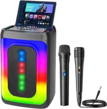 Karaoke-Maschine Mit 2 Mikrofonen Tragbarer Bluetooth-Lautsprecher Mit Led
