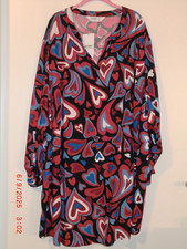 Angel of Style Damen Tunika Herzmuster schwarz/rot/blau Langarm Gr. 58 neu
